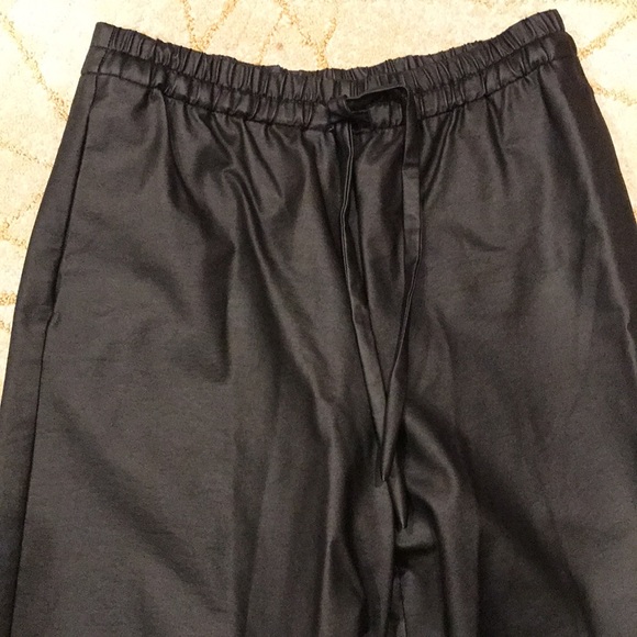 💃ZARA Vegan LEATHER PANTS HIGH-WAISTED PANTS ADJUSTABLE DRAWSTRING black 💃 - Picture 4 of 6
